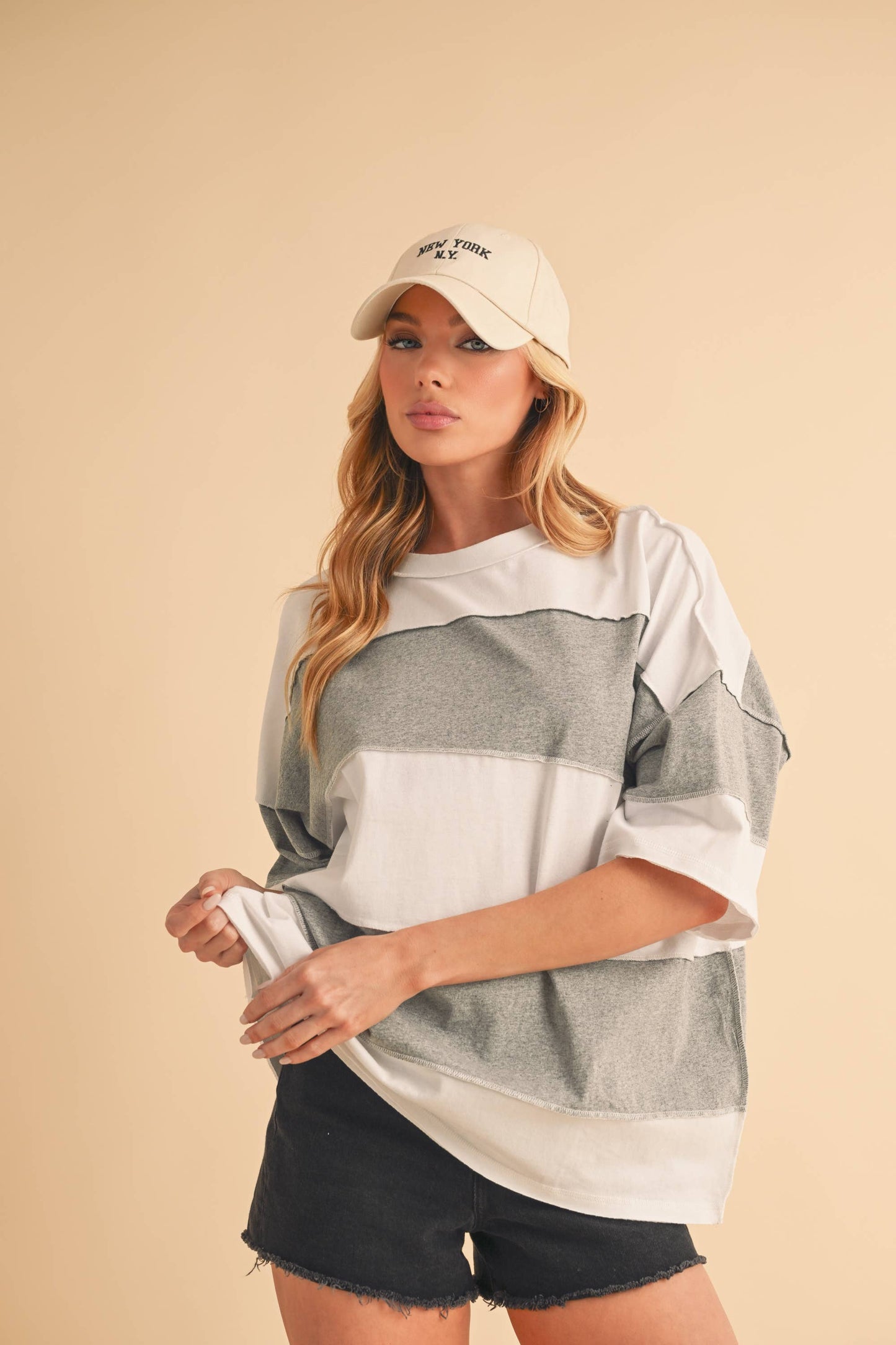 8417FN Polly Color Block Top
