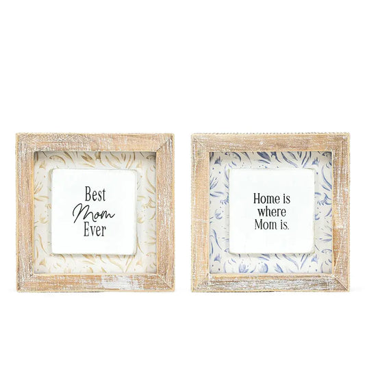 12619 - 5x5 rvs wood frame sign (HOME/MOM)  MOTHER'S DAY