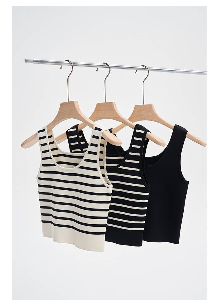 Striped Knit U-Neck Tank