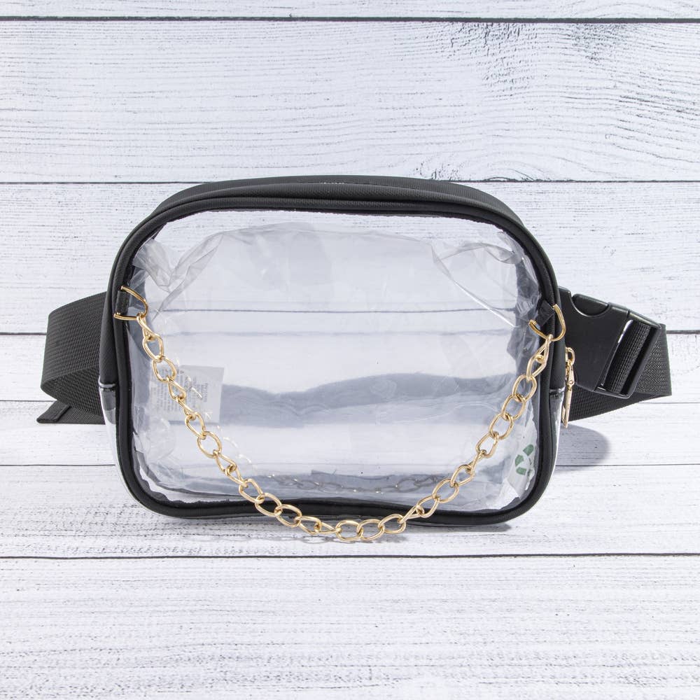 Clear Stadium Belt Bag With Chain Accent
