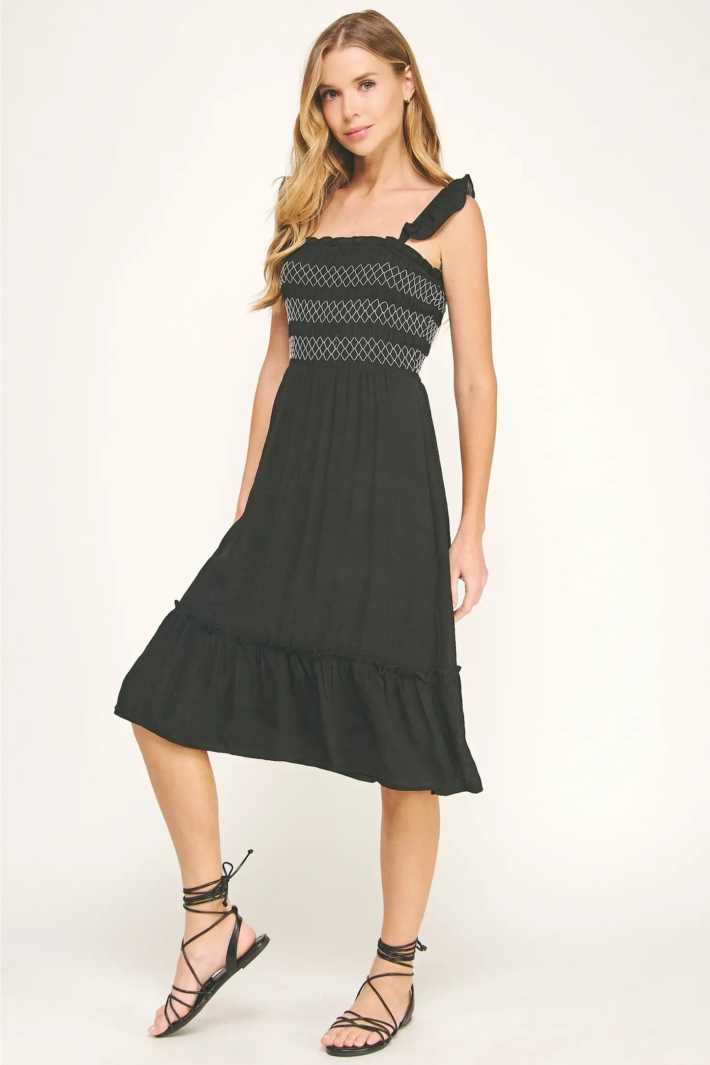 PAPAYA GAUZE DRESS WITH BRAIDED ELASTIC