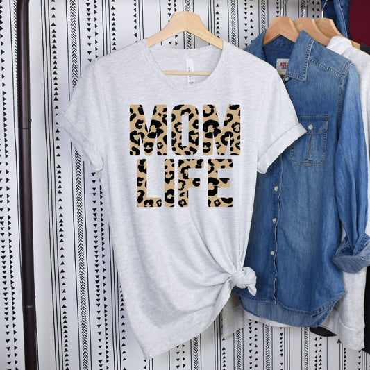 Leopard Mom Life Ash Tee