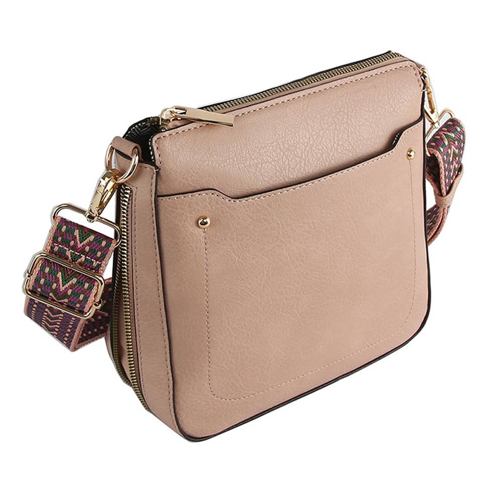 Boho Strap Leather Crossbody Messenger Bag
