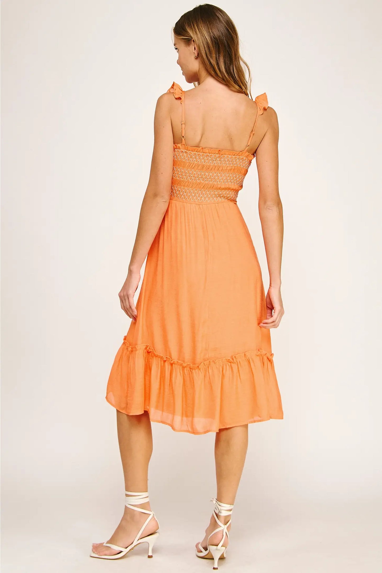 PAPAYA GAUZE DRESS WITH BRAIDED ELASTIC