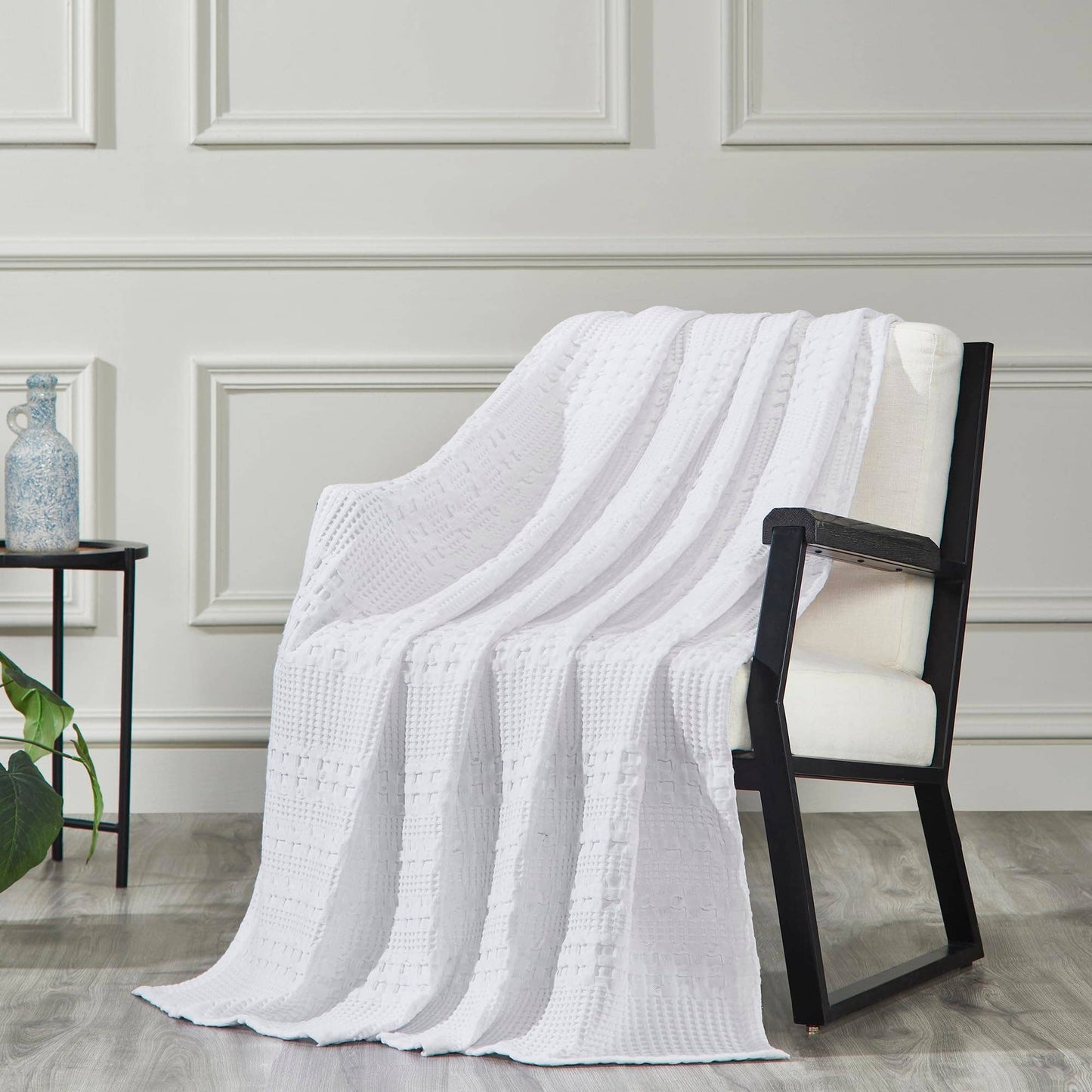 White Waffle Weave Throw Blanket - 50x60 Cotton