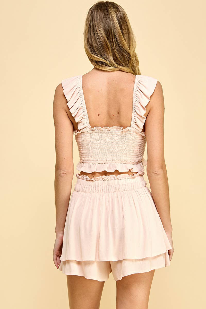 Smocked Ruffle Crop Top