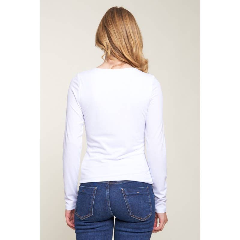 Double Layer Crew Neck Long Sleeve Rib Knit Top