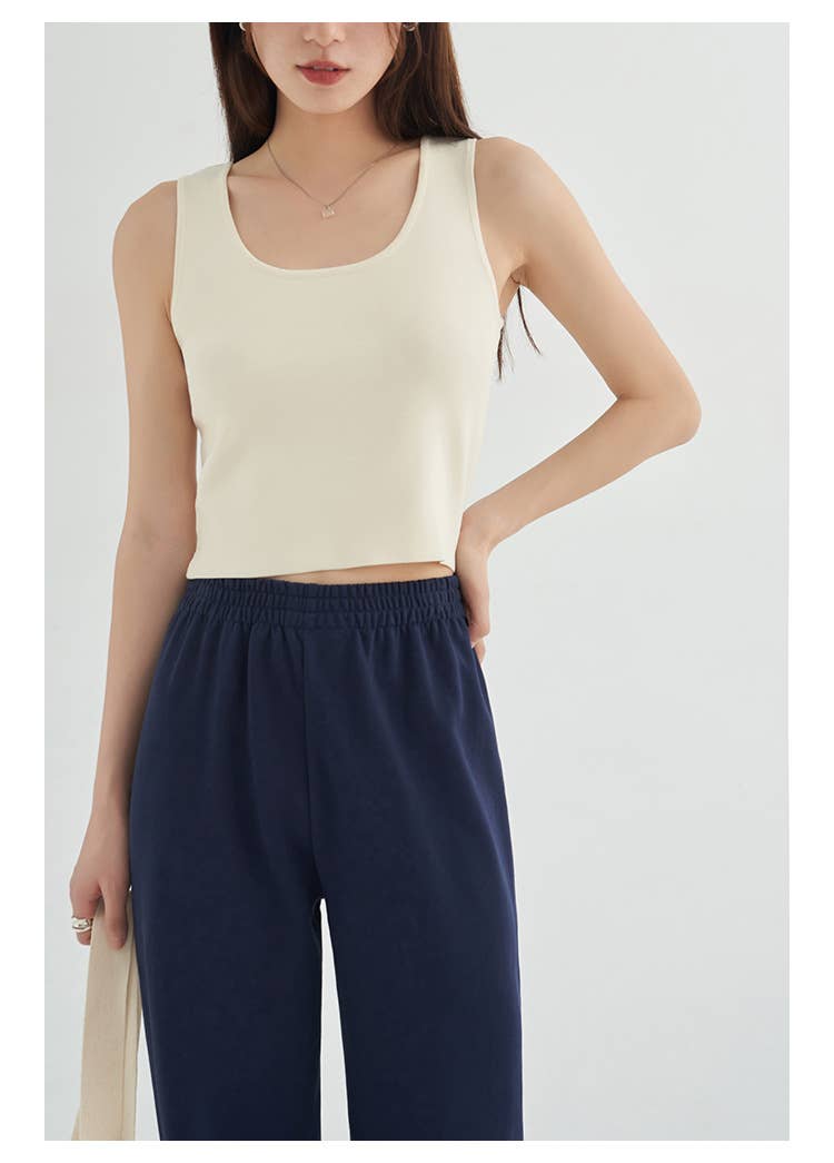 Striped Knit U-Neck Tank