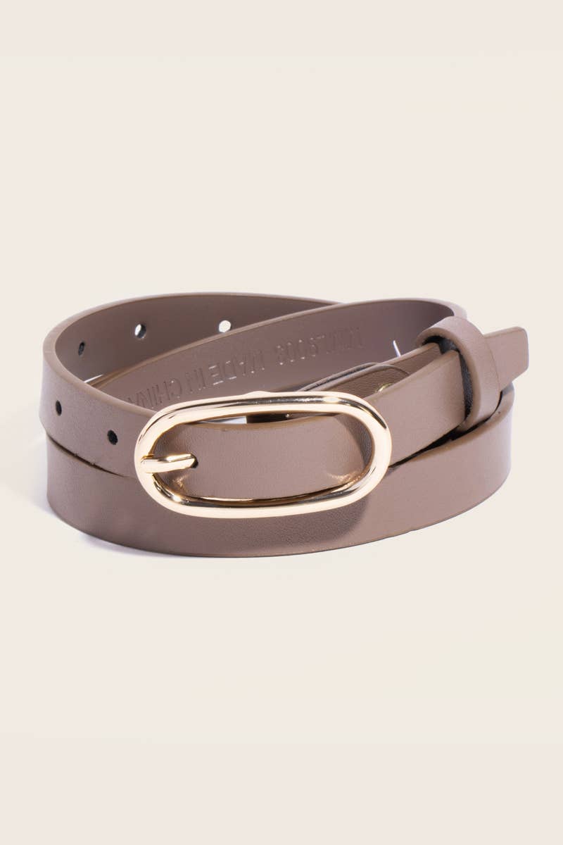 Long Oval Buckle Leather Belt