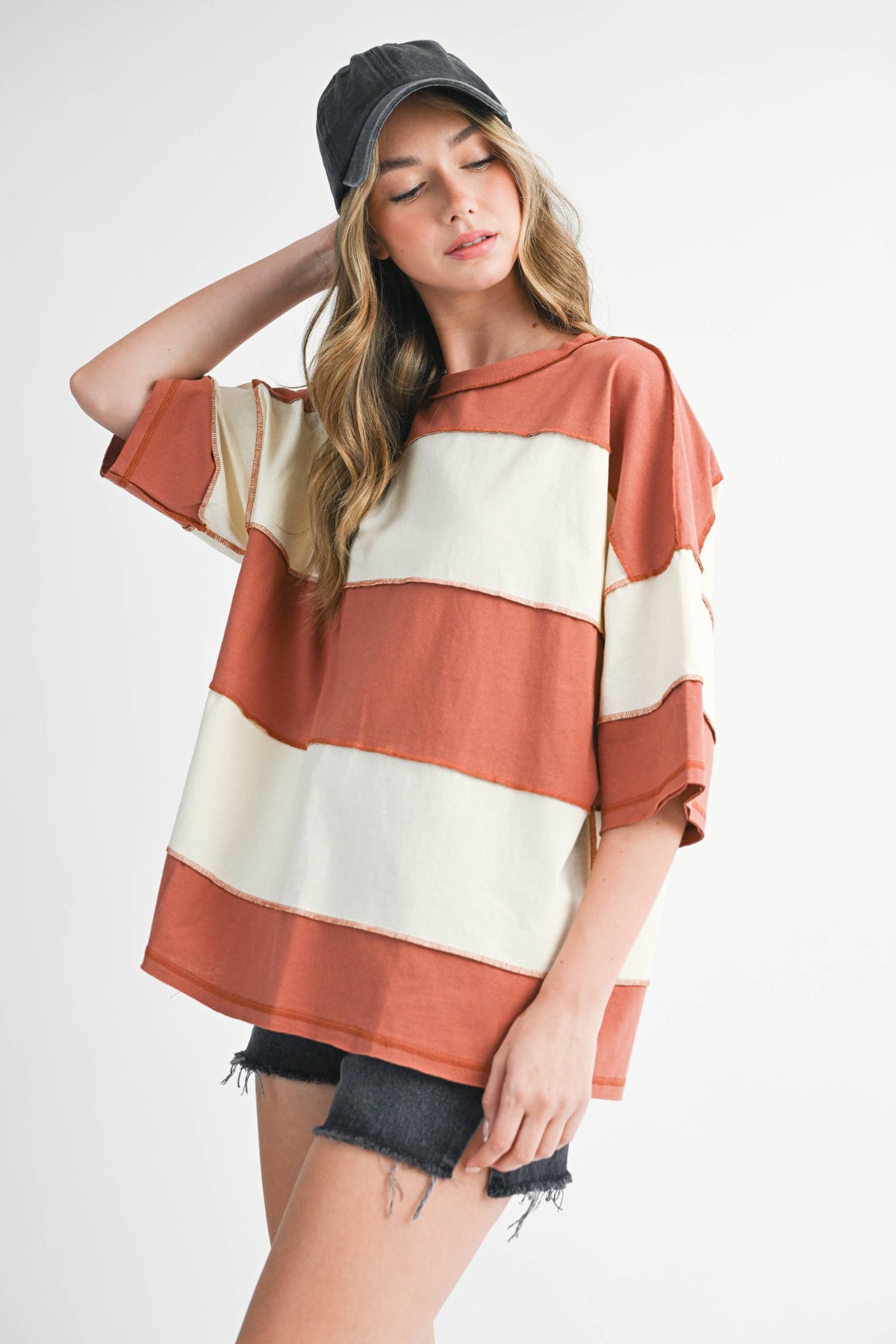 8417FN Polly Color Block Top