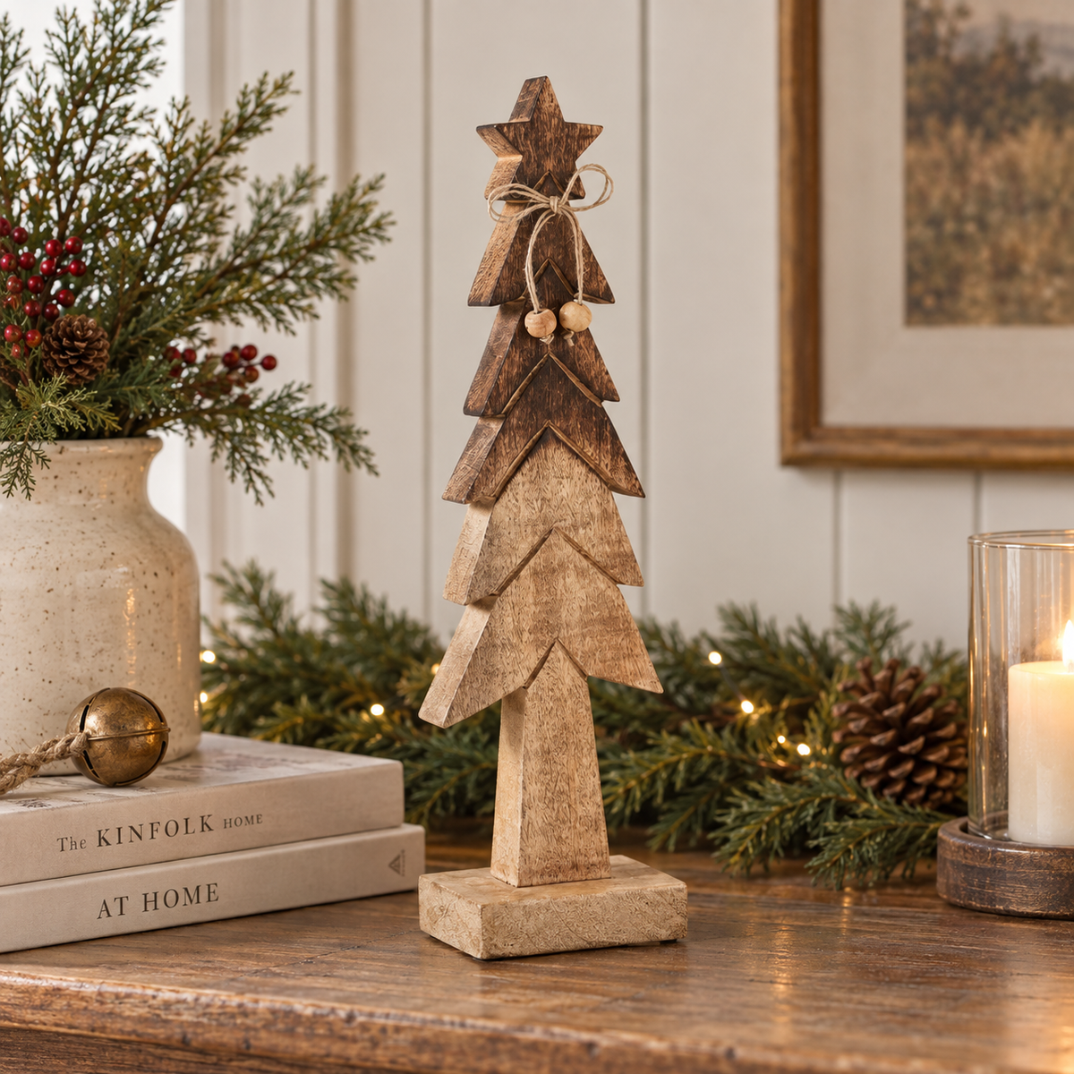 Christmas Tree Two-Toned Wooden Figurine 16in