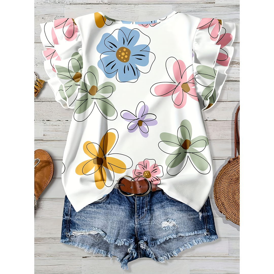 Summer Short Sleeve Floral Print Casual Shirt ZK4100