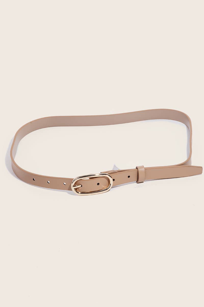 Long Oval Buckle Leather Belt
