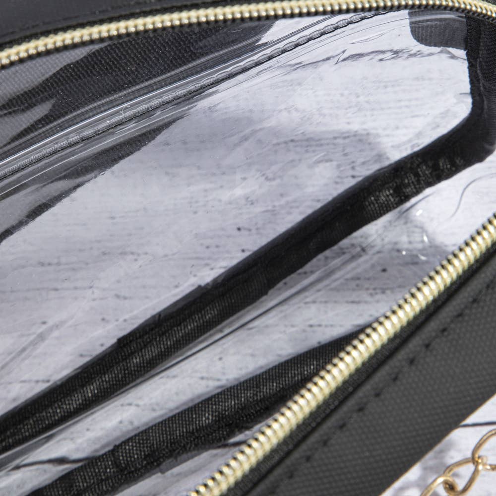 Clear Stadium Belt Bag With Chain Accent