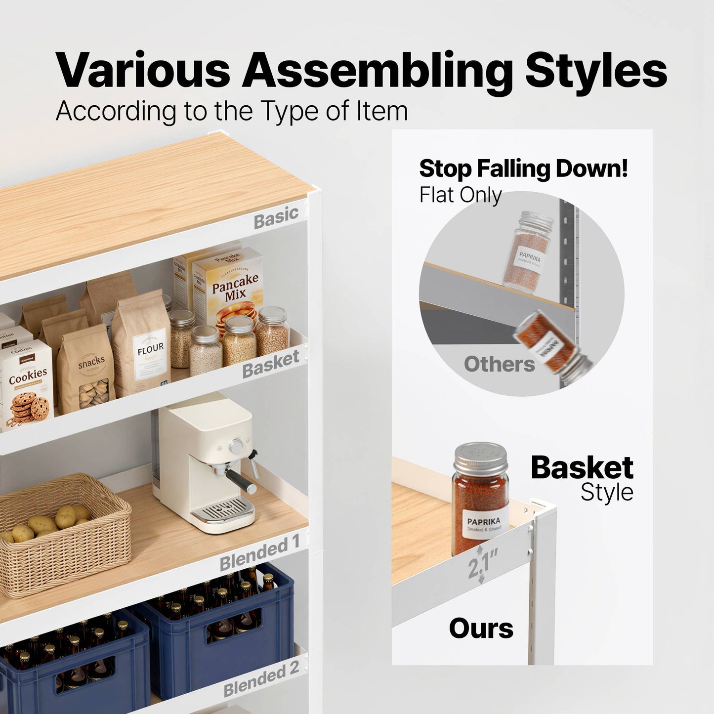 36"W 5-Tier Shelf for Closet, Pantry & Home Office, 1Pack