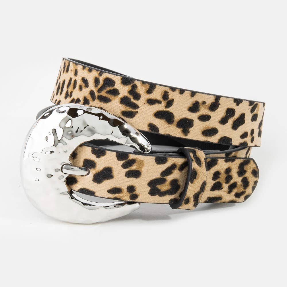 Two Piece Vegan Leather Black And Leopard Belt Set