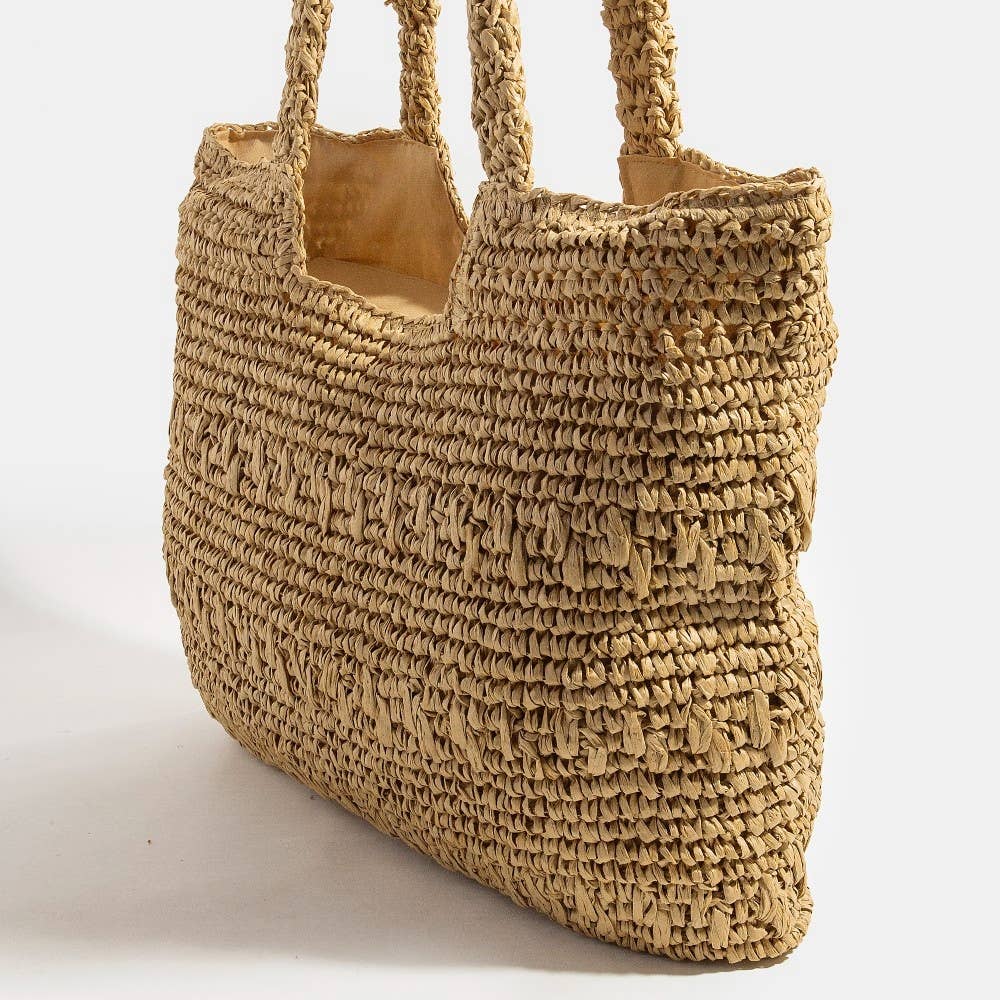 Straw Braided Square Tote Bag