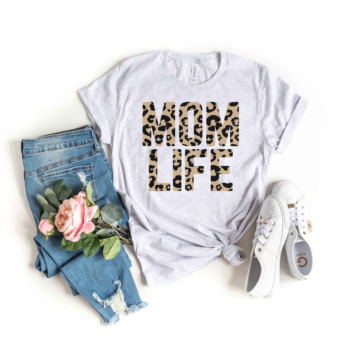 Leopard Mom Life Ash Tee