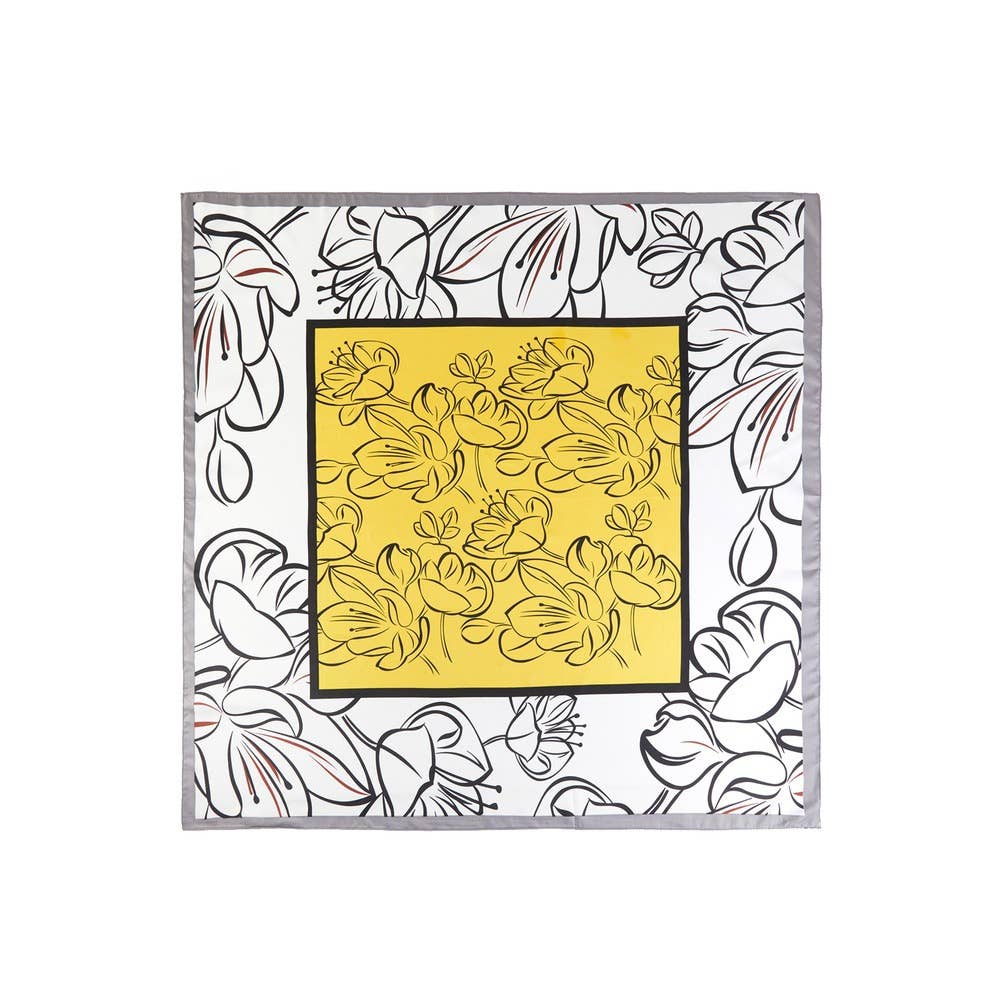 Framed Panel Lily Outline Square Scarf