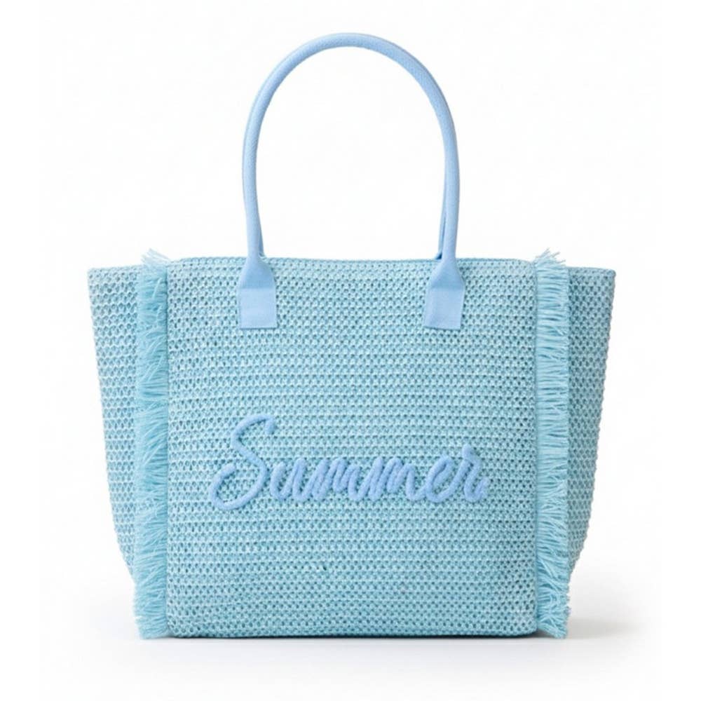Straw Braided Summer Print Tote Bag