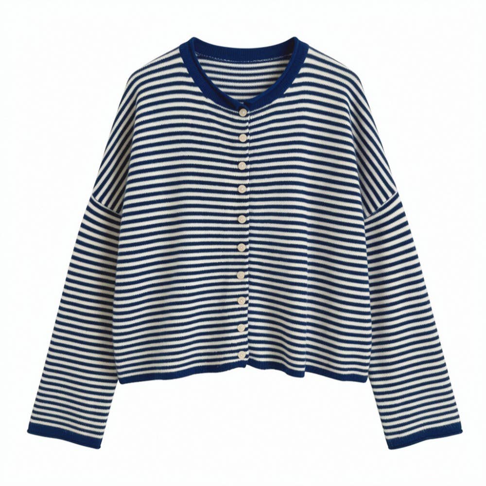 Striped Button Down Cardigan Sweater