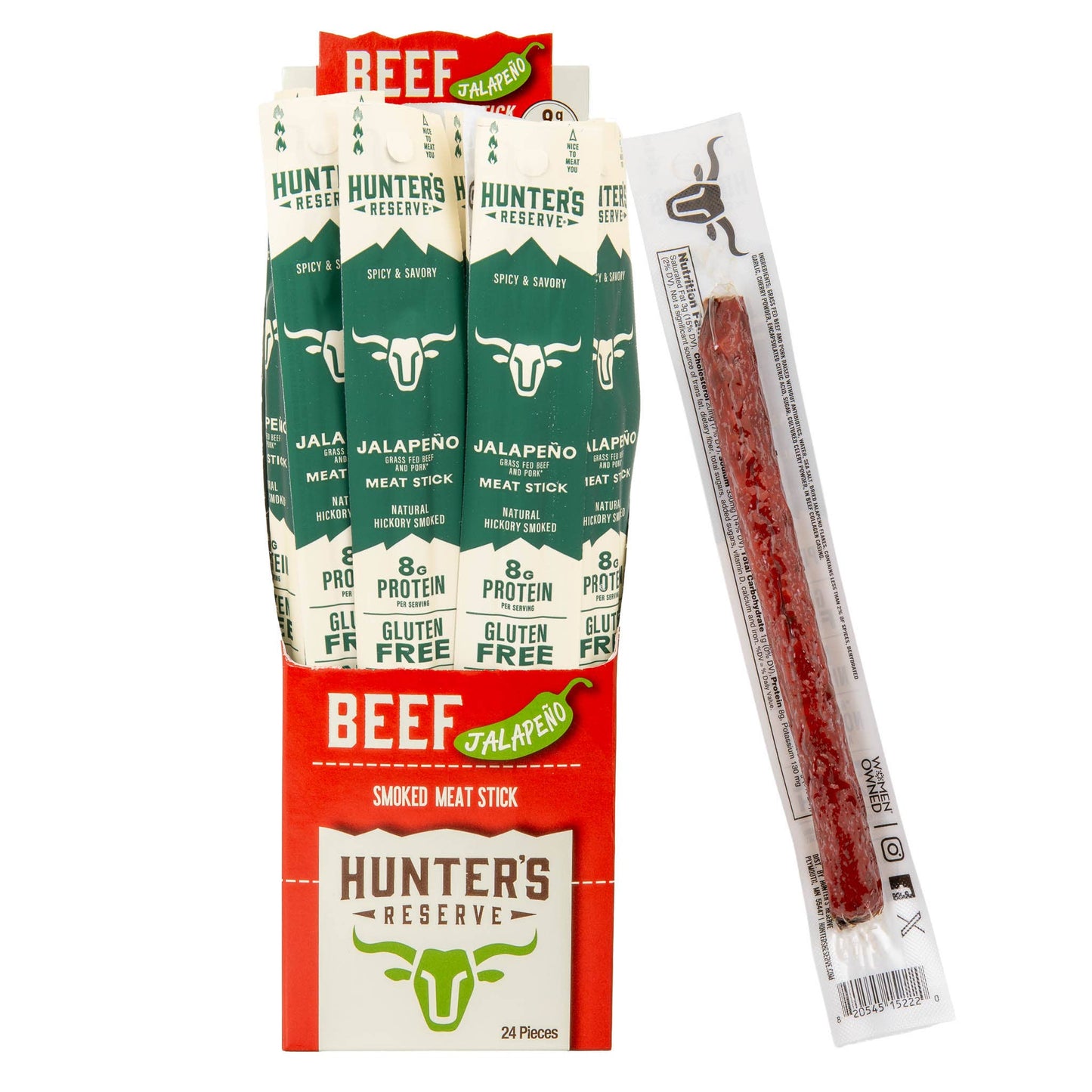Jalapeño Grass Fed Beef Meat Sticks - 24 Pack