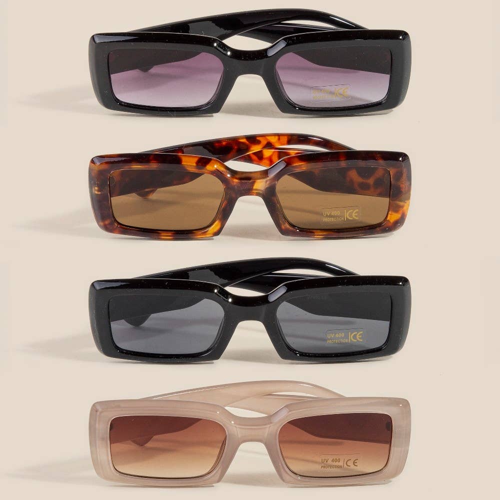 Thick Frame Rectangle Sunglasses Set