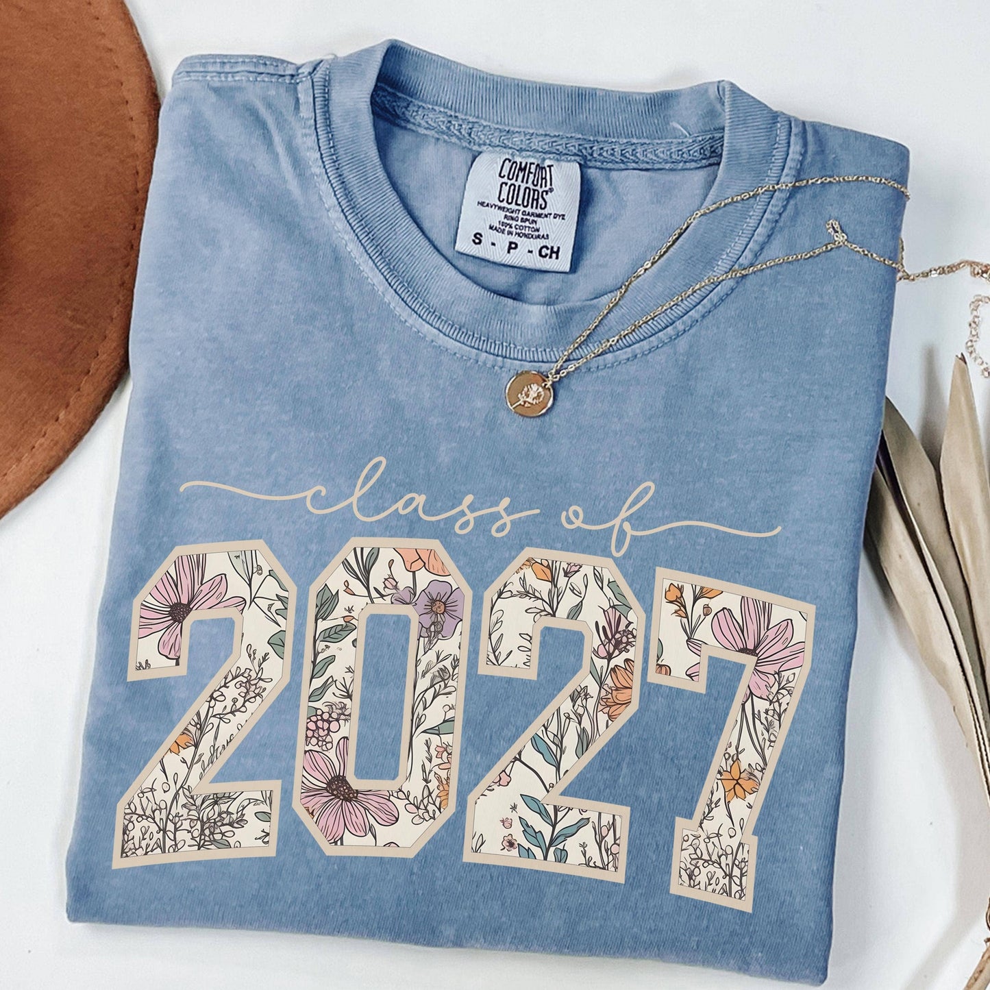 Comfort Colors Floral Class of 2027 Tee, Flower Senior 2027