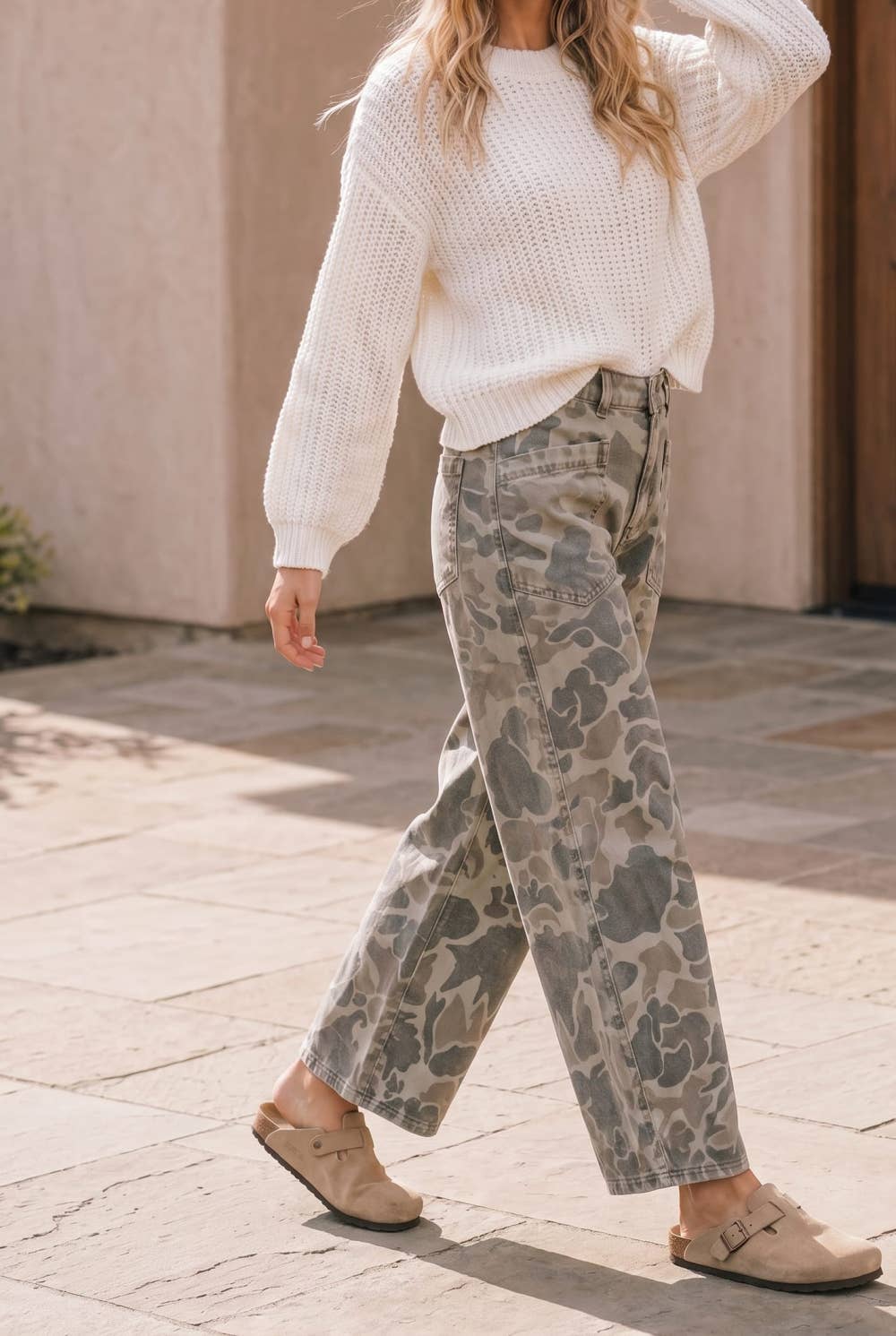 Camo Wide Leg Utility Denim Pants