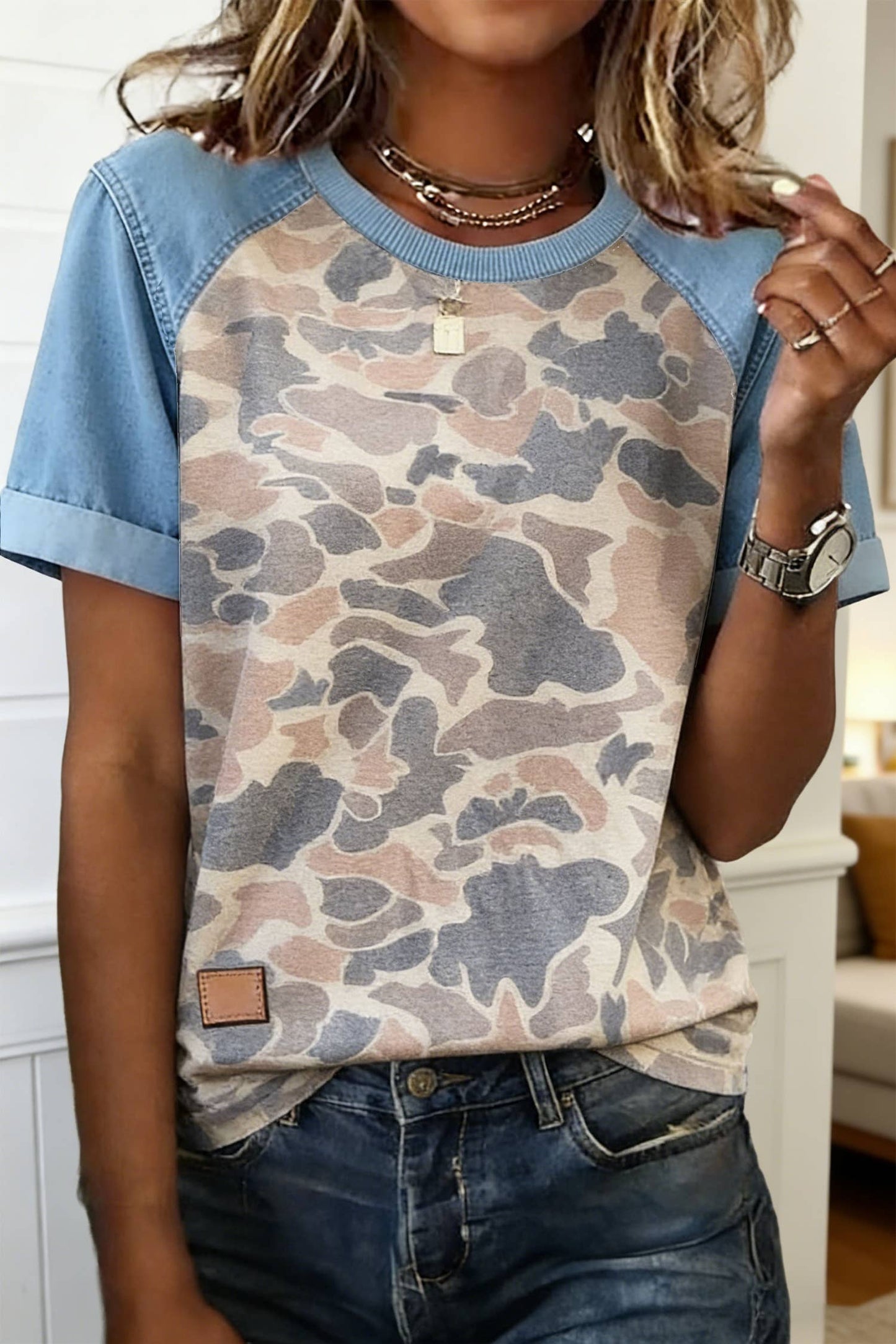Camouflage Patchwork T Shirt