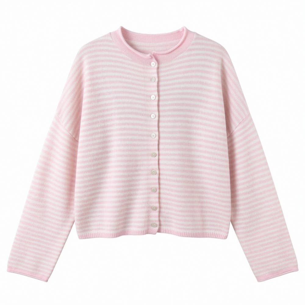 Striped Button Down Cardigan Sweater