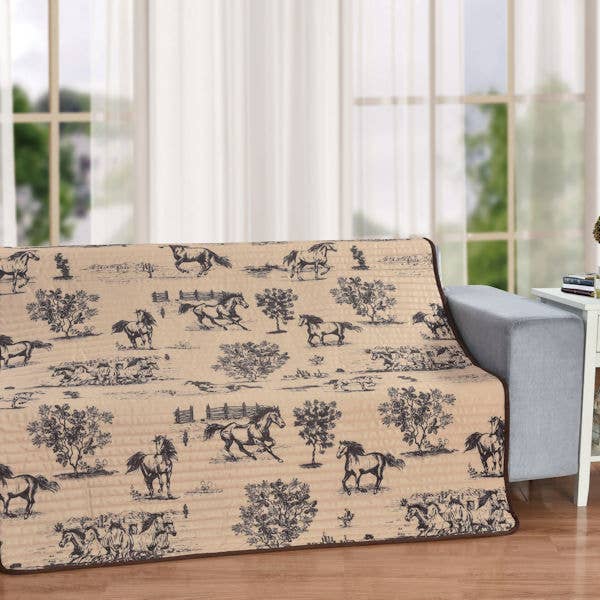 QUILT PLUSH BLANKET RANCHLAND HORSES 50"X60"