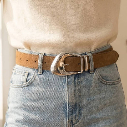 Ornate Buckle Soft Leather Belt