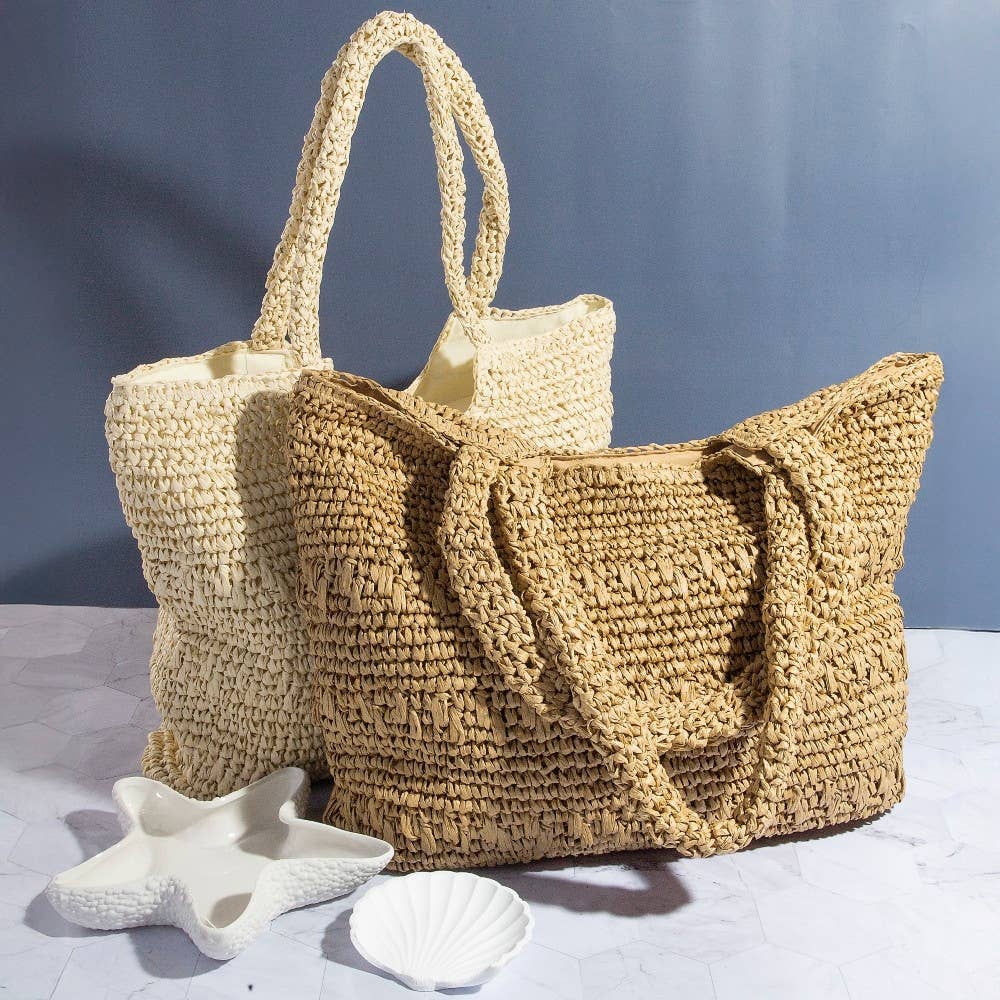 Straw Braided Square Tote Bag