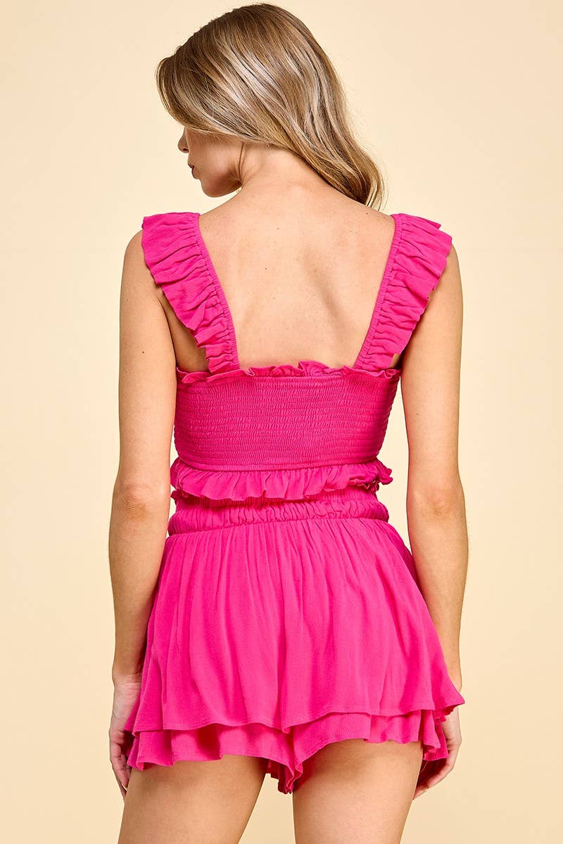 Smocked Ruffle Crop Top
