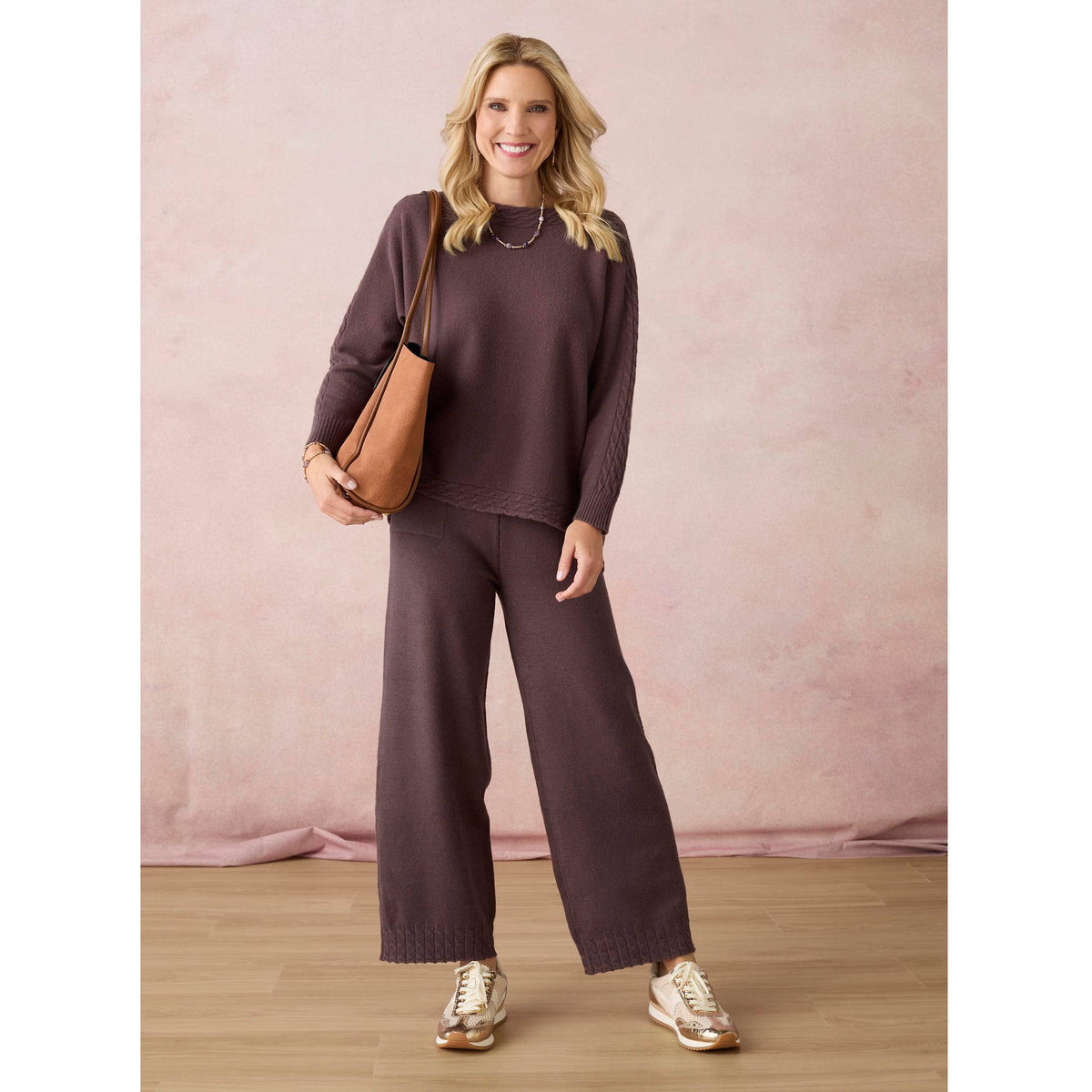 Heavenly-Luxe Cable Knit Detail Dolman Sweater-Fall