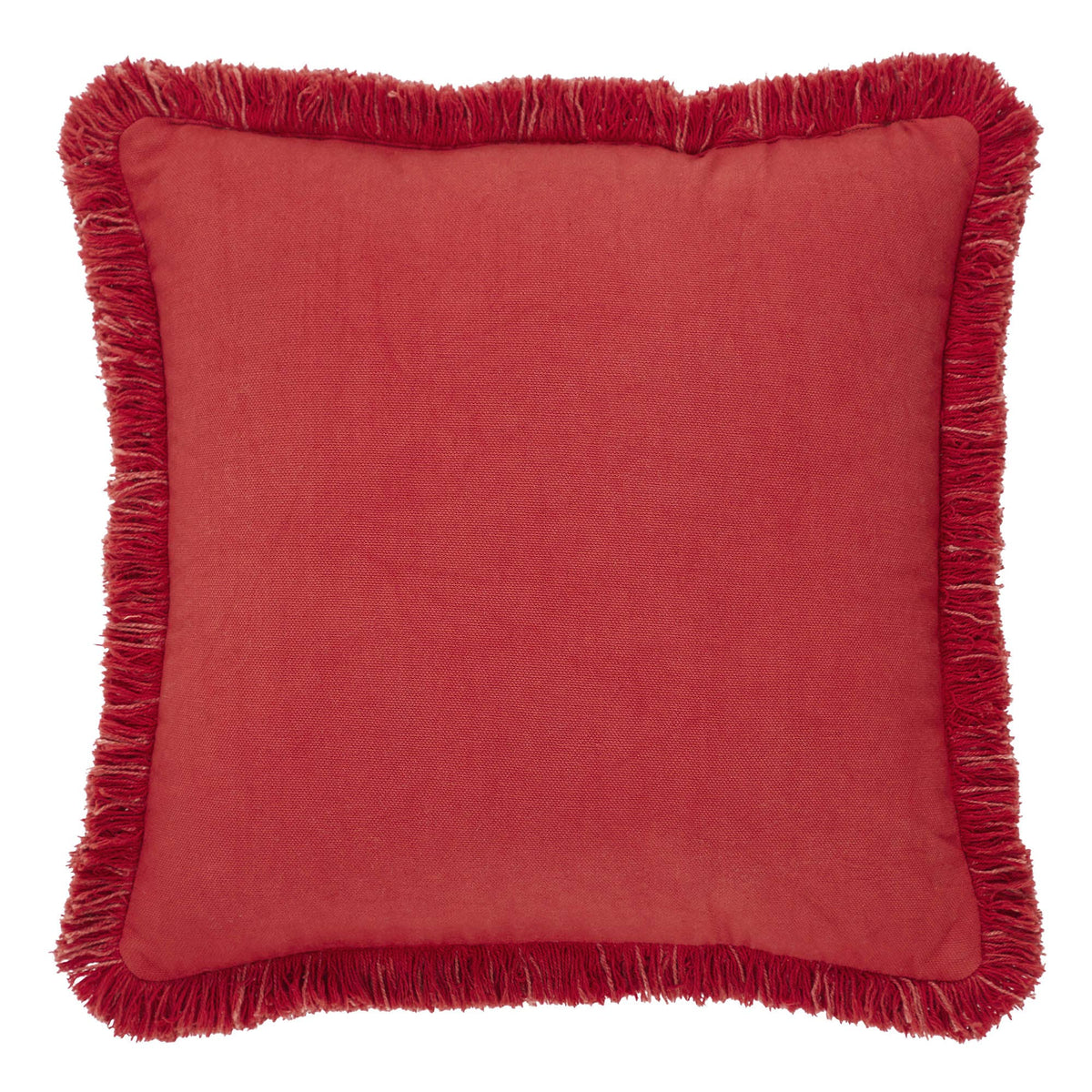 Christmas Red Snowflake Fringed Throw Pillow 12x12