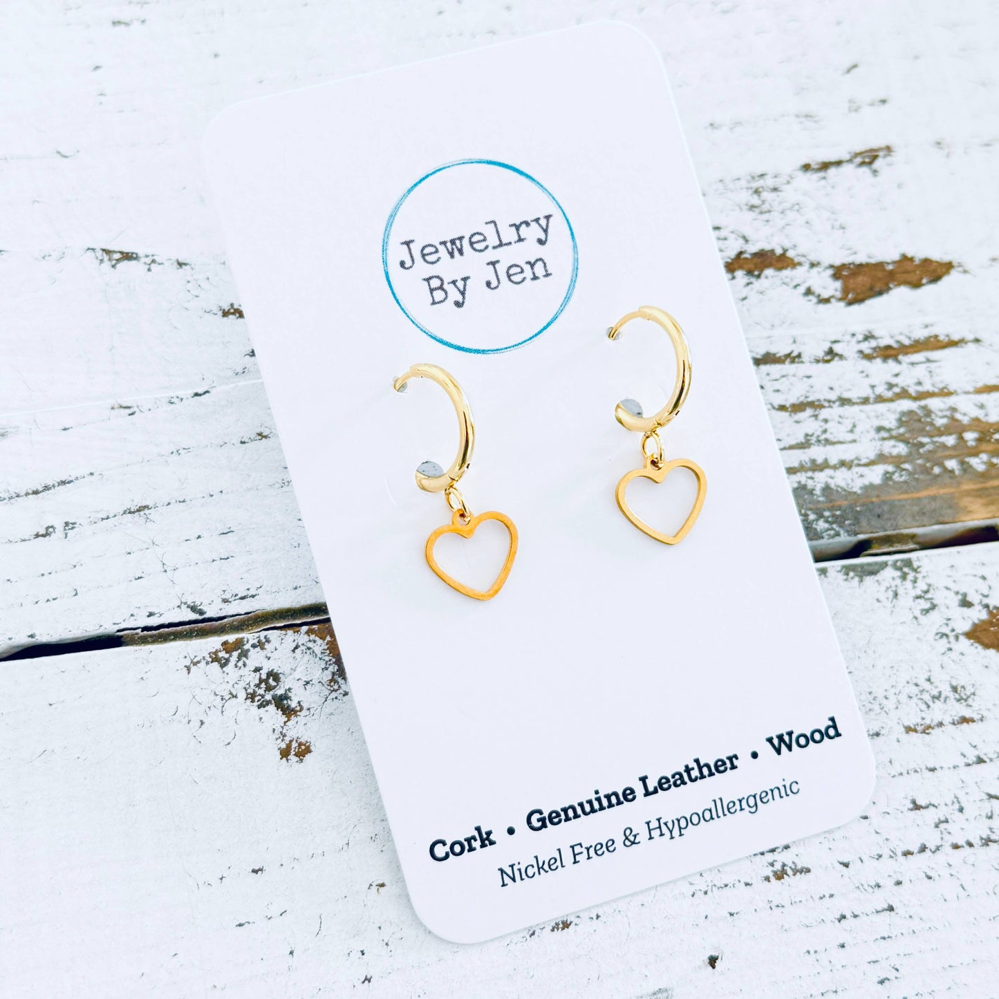 Huggie Earrings: Gold Heart Charm