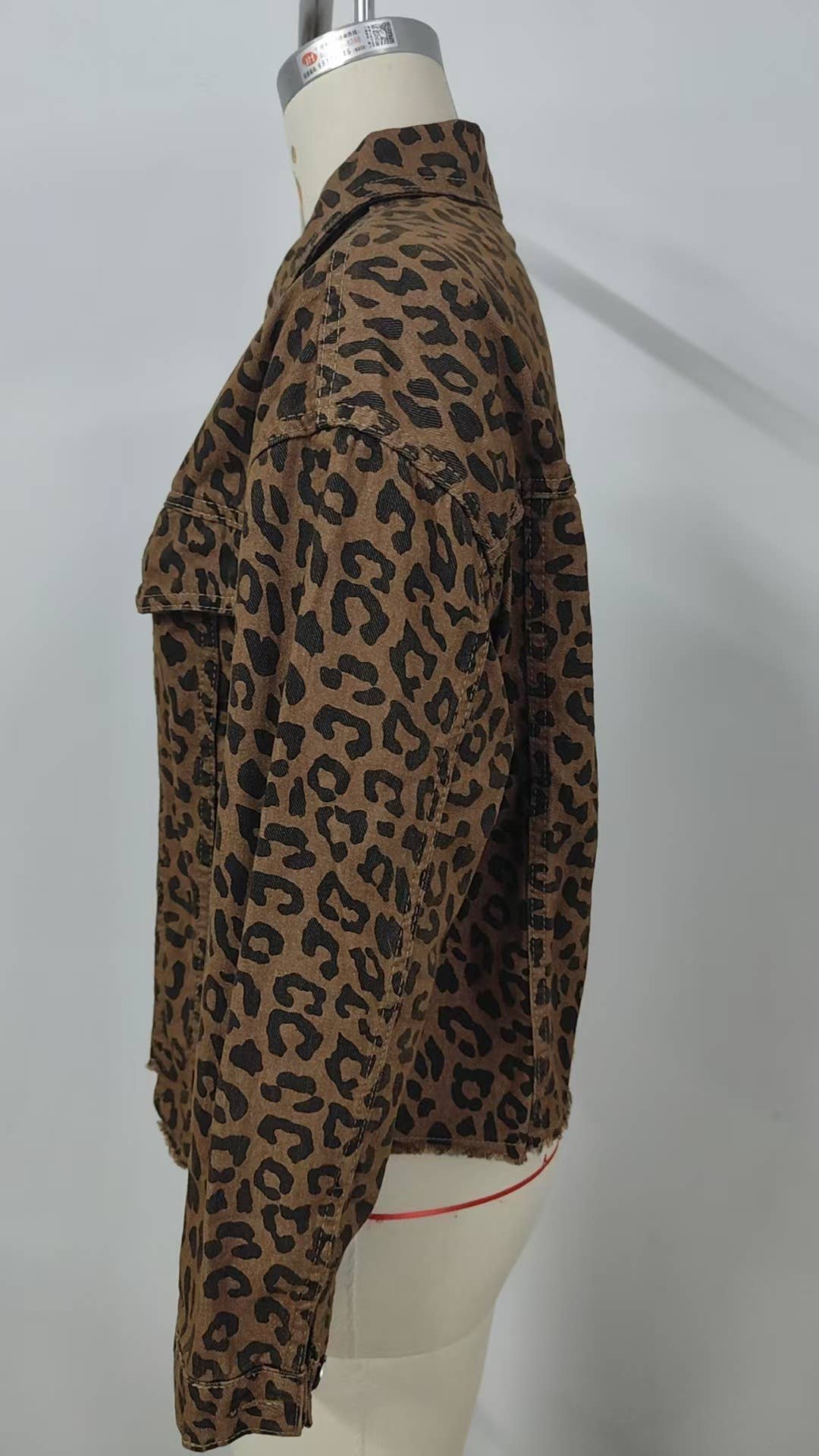 Leopard Print Denim Crop Jacket