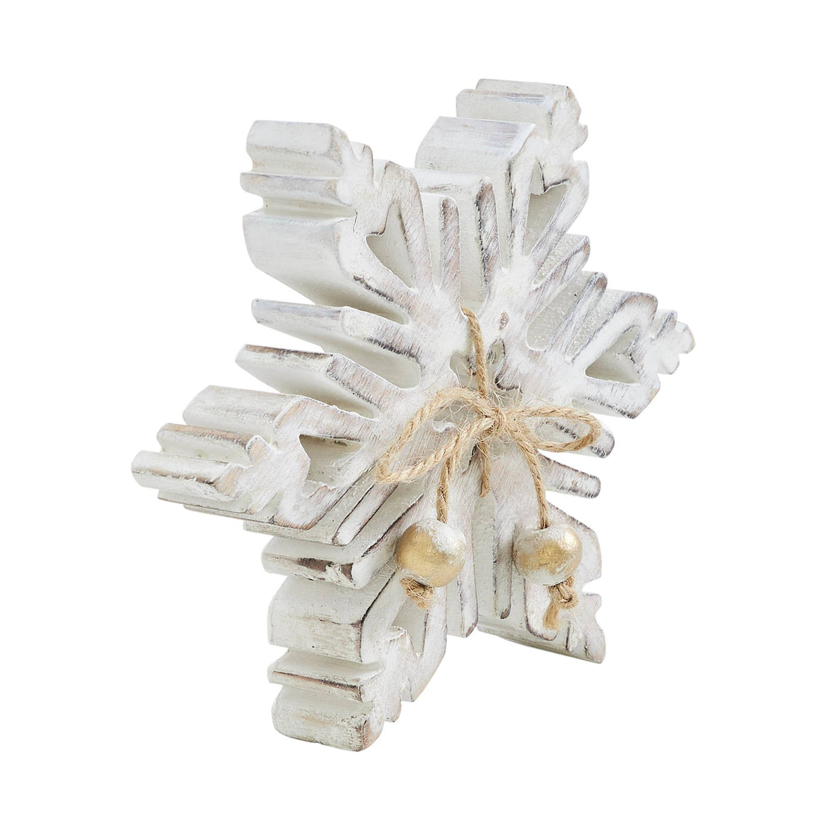 Distressed White Wooden Snowflake 7.75x7.75x1