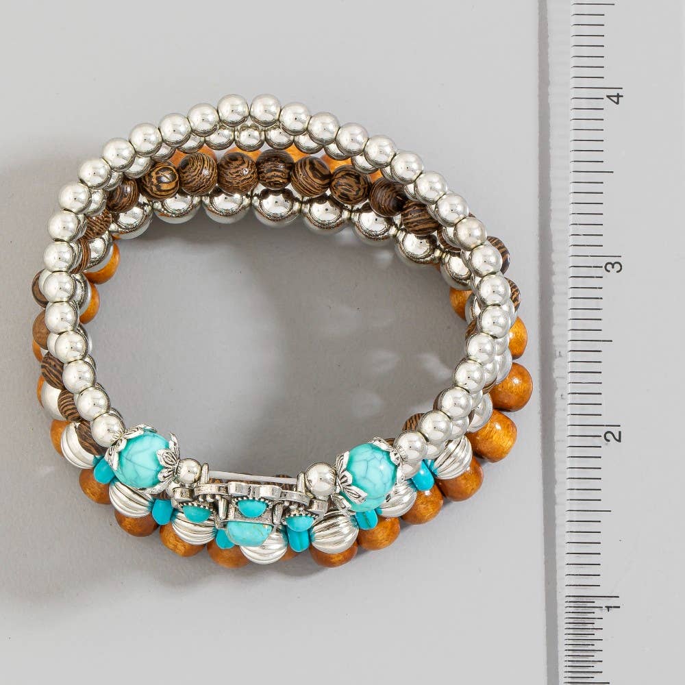 Western Beads And Charms Stackable Bracelet Set