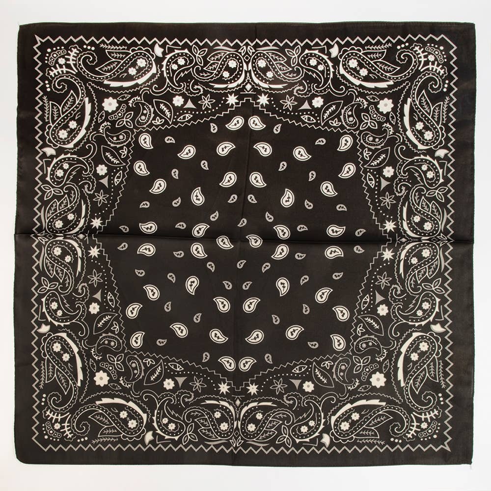 Bandana Paisley Print Satin Square Scarf