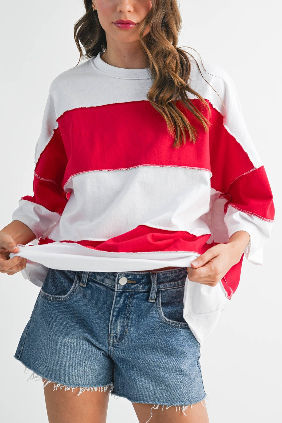 8417FN Polly Color Block Top