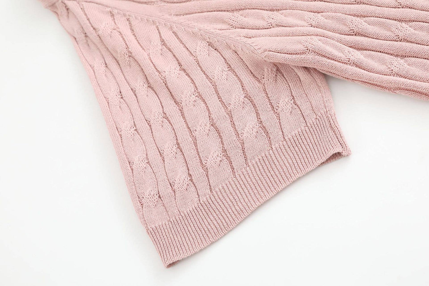 Cable Knit Short Sleeve Polo Top