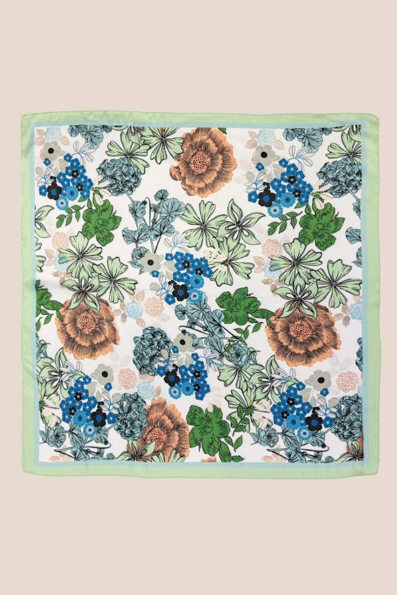 Multi Flower Pattern Square Bandana Scarf