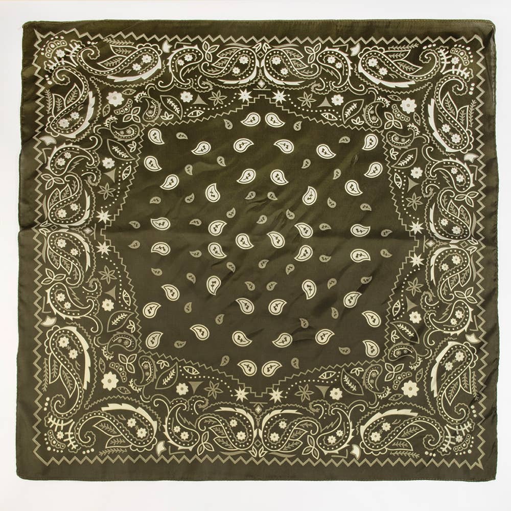 Bandana Paisley Print Satin Square Scarf