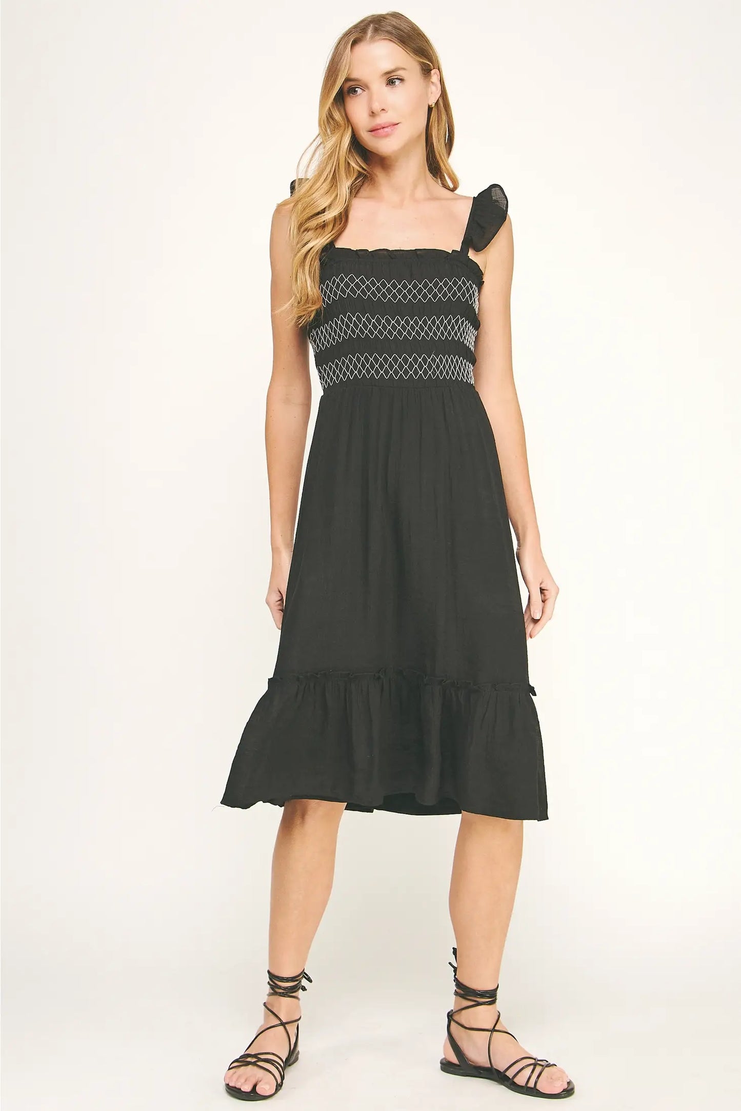 PAPAYA GAUZE DRESS WITH BRAIDED ELASTIC