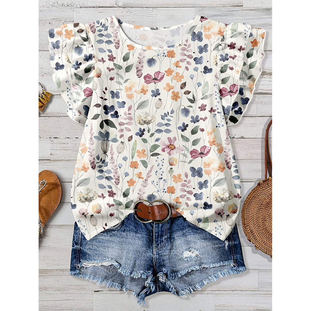 Summer Short Sleeve Floral Print Casual Shirt ZK4100