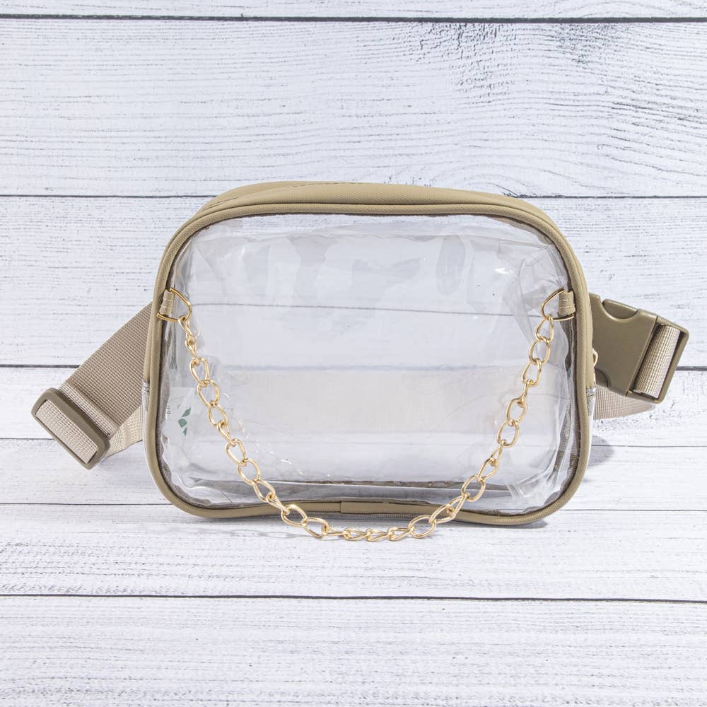 Clear Stadium Belt Bag With Chain Accent
