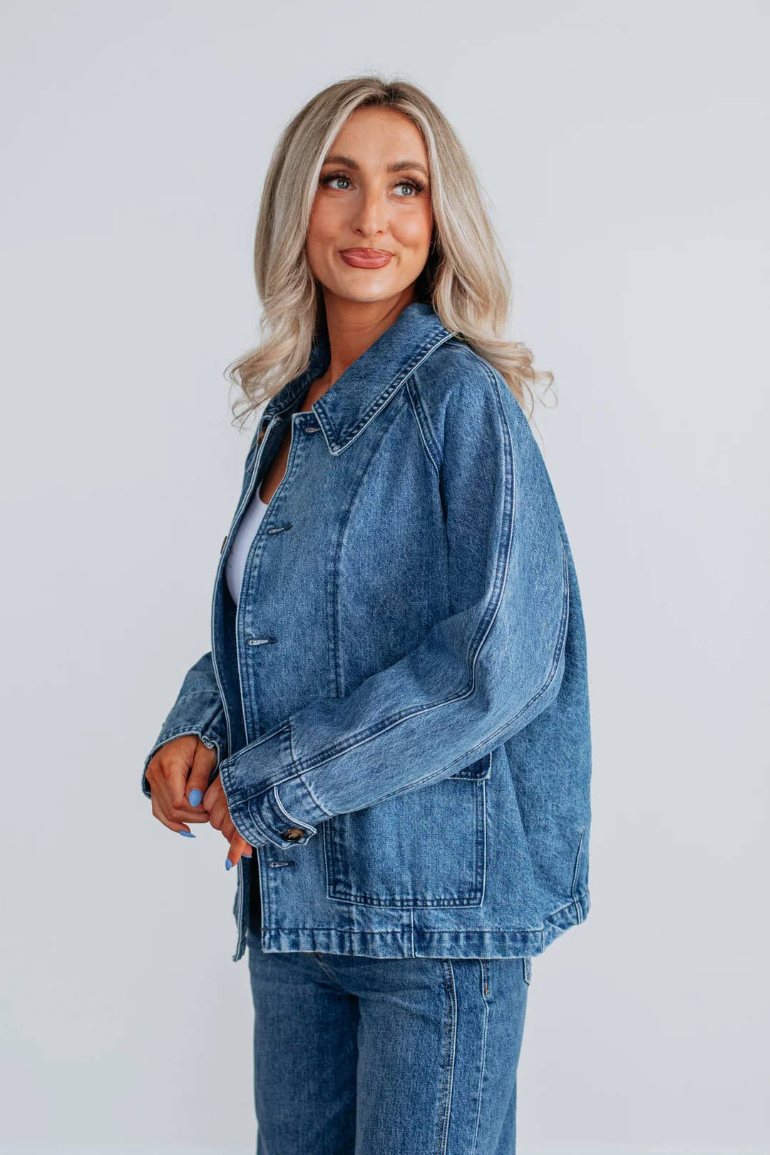 Button-Front Denim Jacket